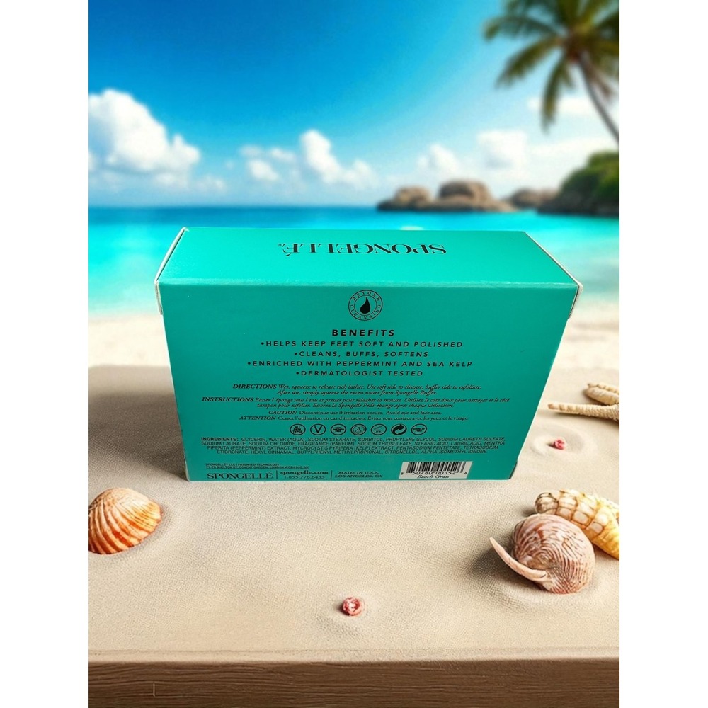 Spongellé Beach Grass Pedi Buffer w/ Cleanser 30+ Washes NIB - Picture 2 of 3
